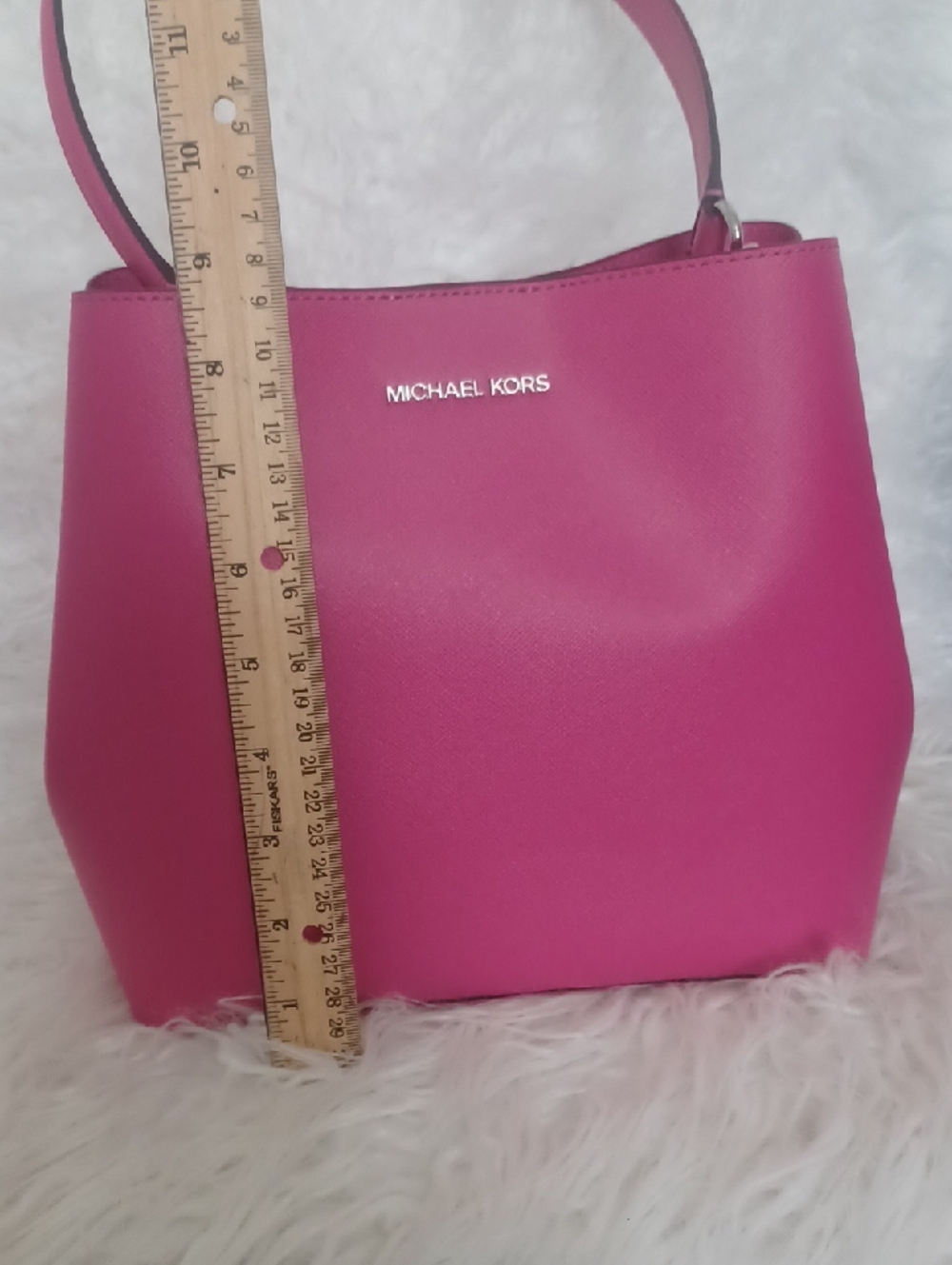 Michael Kors Hot Pink Leather Shoulder Tote - Picture 6 of 6